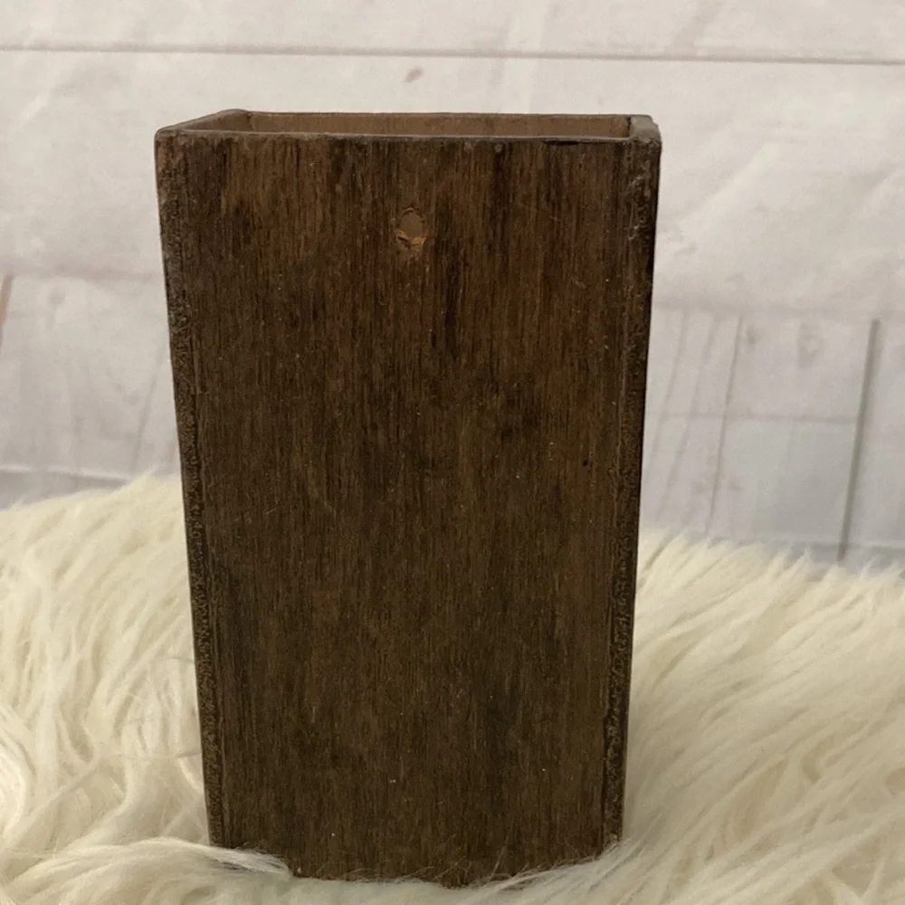Vintage Wooden Match Safe Country Kitchen Lodge Cabin Decor